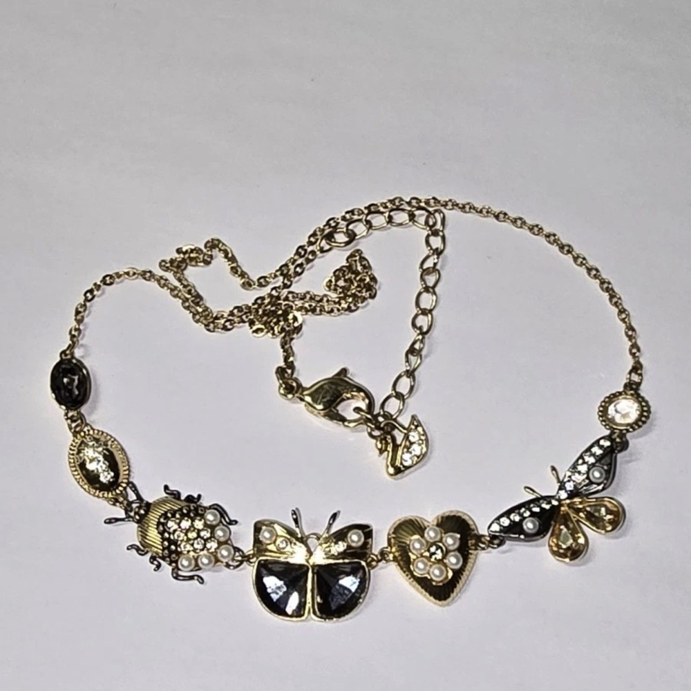 Swarovski Butterfly Gold Charm Necklace  Swarovski  Crystals 17in Adjustable